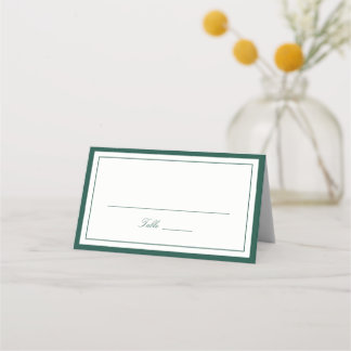 Elegante donkere jager groene rand frame trouw  plaatskaartje