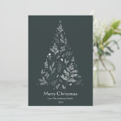 Elegante donkere kerstboom voor de winter feestdagenkaart (Staand voorkant)