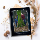 Elegante donkere marine chique wit ingelijst rusti kaart