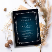 Elegante donkere marine chique wit ingelijst rusti kaart