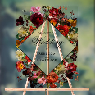 Elegante donkere mysterieuze bloemen bruiloft acryl bord