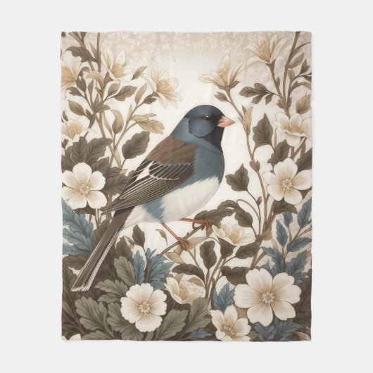 Elegante donkere-ogen junco-crème bloem fleece deken (Voorkant)