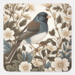 Elegante Donkere-Oog Junco Crème Bloem Vierkante Sticker