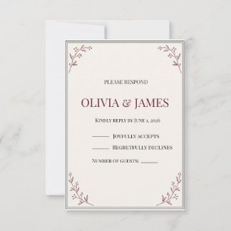 Elegante donkere romantische trouw-RSVP-respons ui RSVP Kaartje