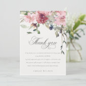 Elegante Donkere Roze Bloem Bruiloft Bedankkaart (Staand voorkant)