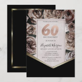 Elegante donkere Rozen 60e verjaardag Kaart (Voorkant / Achterkant)