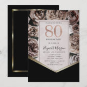 Elegante donkere Rozen 80ste verjaardag Kaart (Voorkant / Achterkant)