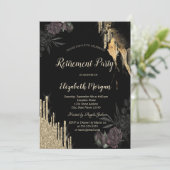 Elegante donkere Rozen Glitter Drips Pensioen Kaart (Staand voorkant)