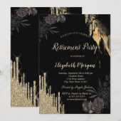 Elegante donkere Rozen Glitter Drips Pensioen Kaart (Voorkant / Achterkant)