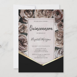 Elegante donkere Rozen Quinceanera Kaart