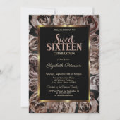 Elegante donkere Rozen zwart zoet 16 Kaart (Voorkant)