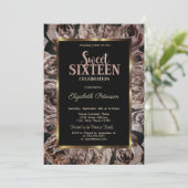 Elegante donkere Rozen zwart zoet 16 Kaart (Staand voorkant)