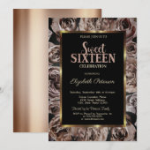 Elegante donkere Rozen zwart zoet 16 Kaart (Voorkant / Achterkant)