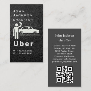 Elegante Donkere Taxi Chauffeur QR Code Visitekaartje