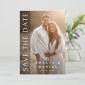 Elegante donkere verticale overlay foto bruiloft save the date (Staand voorkant)