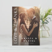 Elegante donkere verticale overlay trouwfoto bedankkaart (Staand voorkant)