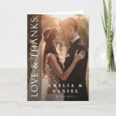 Elegante donkere verticale overlay trouwfoto gevou bedankkaart (Voorkant)