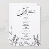 Elegante donkere wilde bloem menukaart kaart (Voorkant / Achterkant)