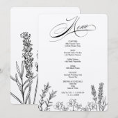 Elegante donkere wilde bloemen menu kaart (Voorkant / Achterkant)