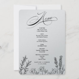 Elegante donkere wilde bloemen menu kaart