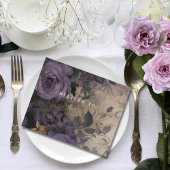 Elegante Donkergotische Paarse Bloemen Roos E-mail All In One Uitnodiging