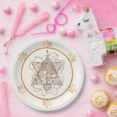 Elegante donkergouden messing kleur Joodse ster Papieren Bordje (Feest)