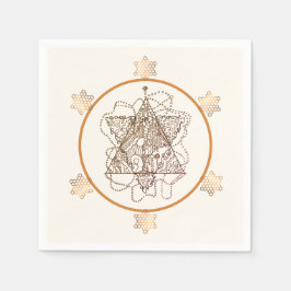 Elegante donkergouden messing kleur Joodse ster Servet