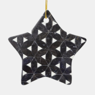 Elegante donkergrijze bloem van het levenspatroon keramisch ornament