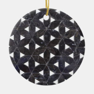 Elegante donkergrijze bloem van het levenspatroon keramisch ornament