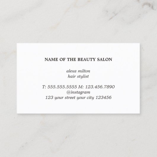 Elegante Donkergrijze Gouden Vetgedrukte Haar Styl Visitekaartje (Achterkant)