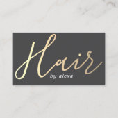 Elegante Donkergrijze Gouden Vetgedrukte Haar Styl Visitekaartje (Voorkant)