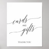 Elegante donkergrijze kalligrafie Kaarten en cadea Poster (Voorkant)