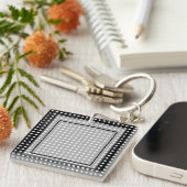 Elegante donkergrijze rand script monogram sleutelhanger (Voorkant Rechts)