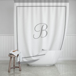 Elegante donkergrijze rand script monogramletter douchegordijn