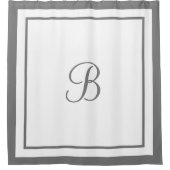 Elegante donkergrijze rand script monogramletter douchegordijn (Voorkant)