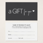 Elegante donkergrijze witte hart salon visitekaartje (Voorkant /achterkant)