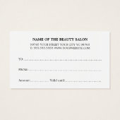 Elegante donkergrijze witte hart salon visitekaartje (Achterkant)