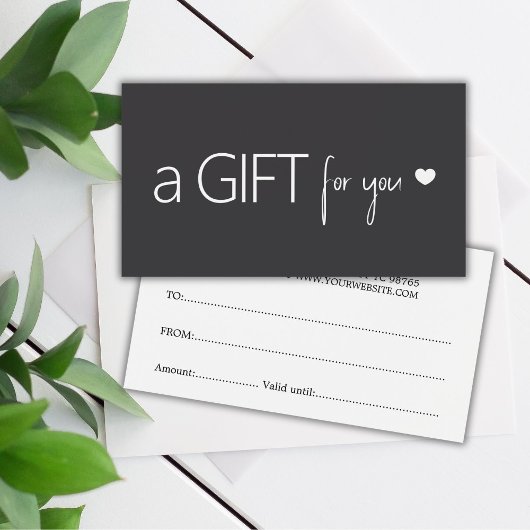 Elegante donkergrijze witte hart salon visitekaartje