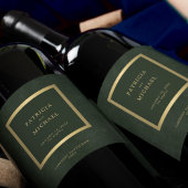 Elegante donkergroen gouden bruiloft gepersonalise wijn etiket