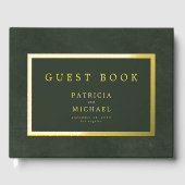 Elegante donkergroen gouden folie typografie bruil gastenboek (Voorkant)