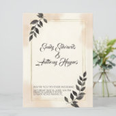 Elegante donkergroene blad trouwkaart (Staand voorkant)