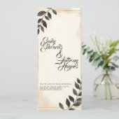 Elegante donkergroene blad trouwuitnodiging (Staand voorkant)