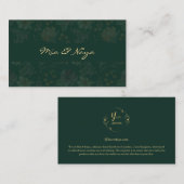 Elegante donkergroene bloem Luxe gouden script Visitekaartje (Voorkant / Achterkant)