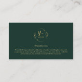 Elegante donkergroene bloem Luxe gouden script Visitekaartje (Achterkant)