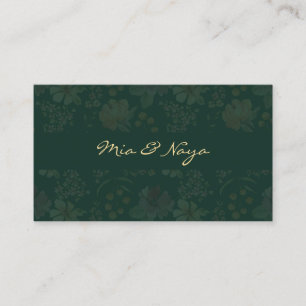 Elegante donkergroene bloem Luxe gouden script Visitekaartje