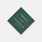 Elegante donkergroene bos bruiloft. Bos script Servet (Hoek)