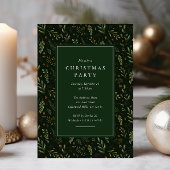 Elegante donkergroene botanische kerstfeest kaart