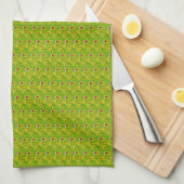 Elegante donkergroene chartreuse bloemmotief theedoek (Quarter Fold)
