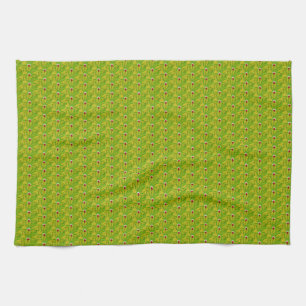 Elegante donkergroene chartreuse bloemmotief theedoek