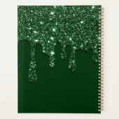 Elegante donkergroene druipende glitter monogram planner (Achterkant)